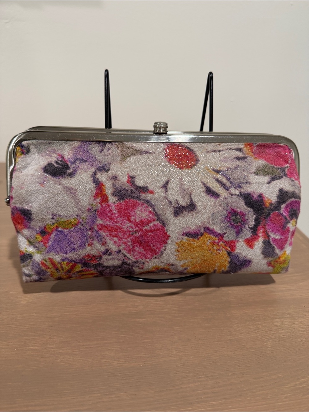 HOBO Lauren Double Frame Clutch Wallet Floral Print